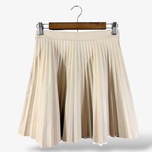 Express Faux Leather Pleated Mini Skirt Size 0 Bone Ivory Goth Punk 90s Y2K